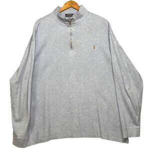 Polo Ralph Lauren Estate Rib Light Blue 1/4 Zip Long Sleeve Sweater Men 2XLT